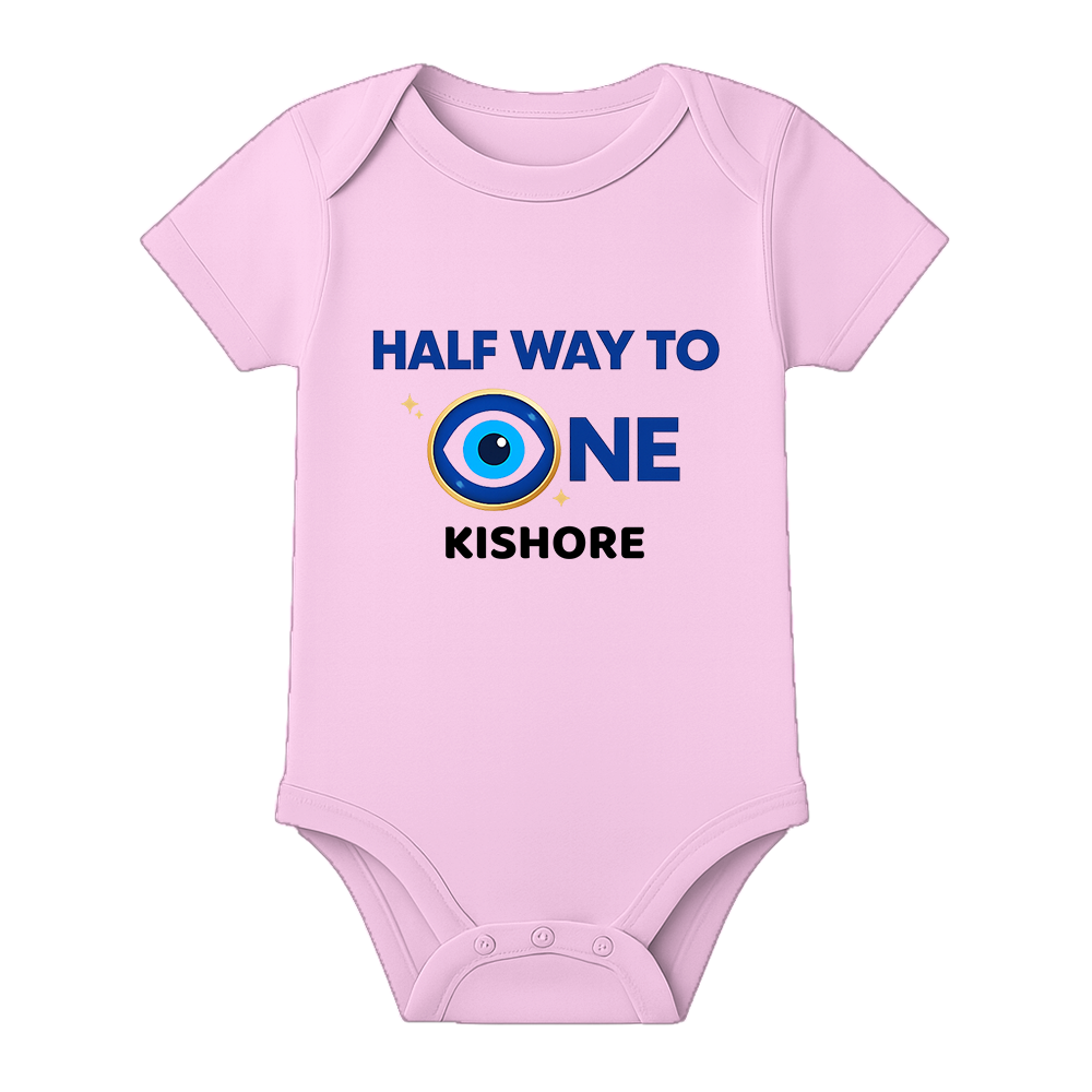 Half Birthday Theme Baby Romper with Name