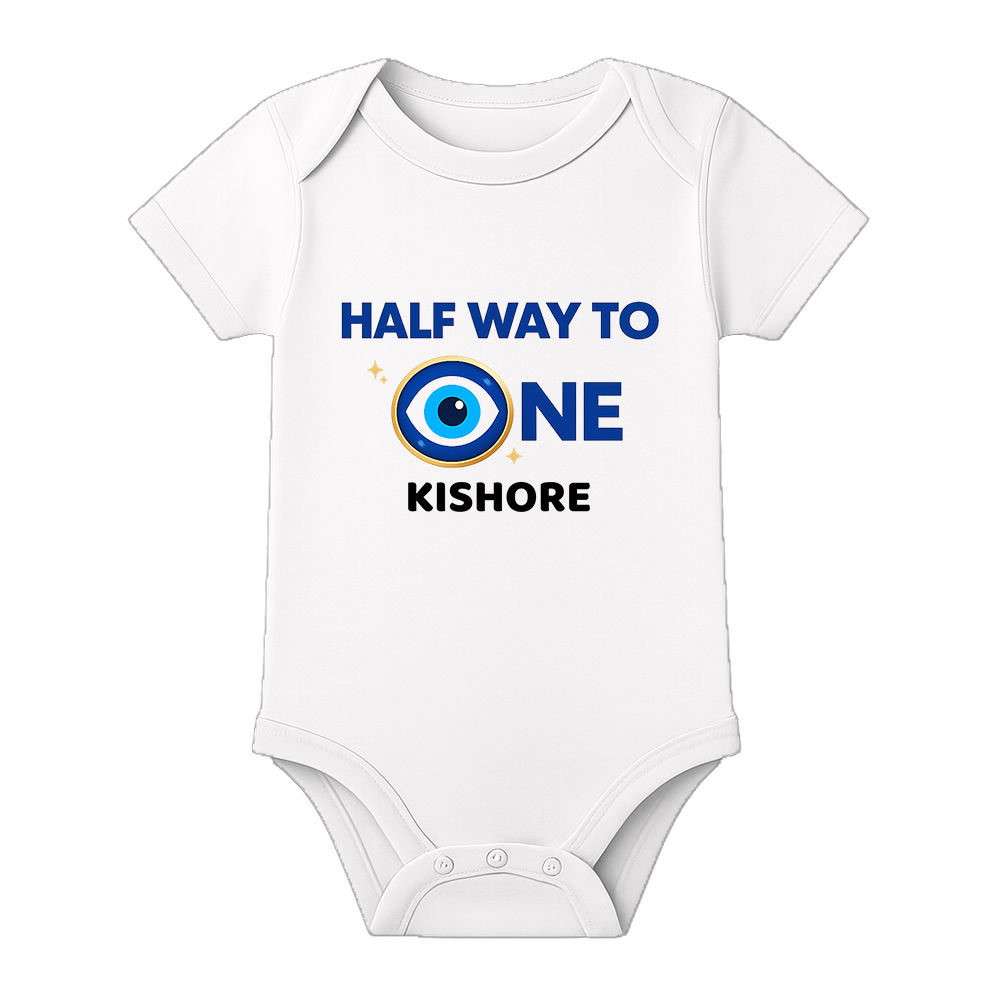 Half Birthday Theme Baby Romper with Name