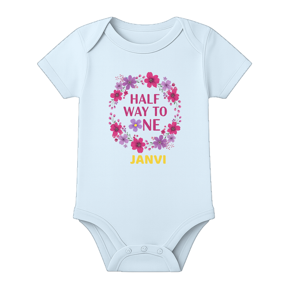 Half Birthday Custom Name Romper Premium Cotton