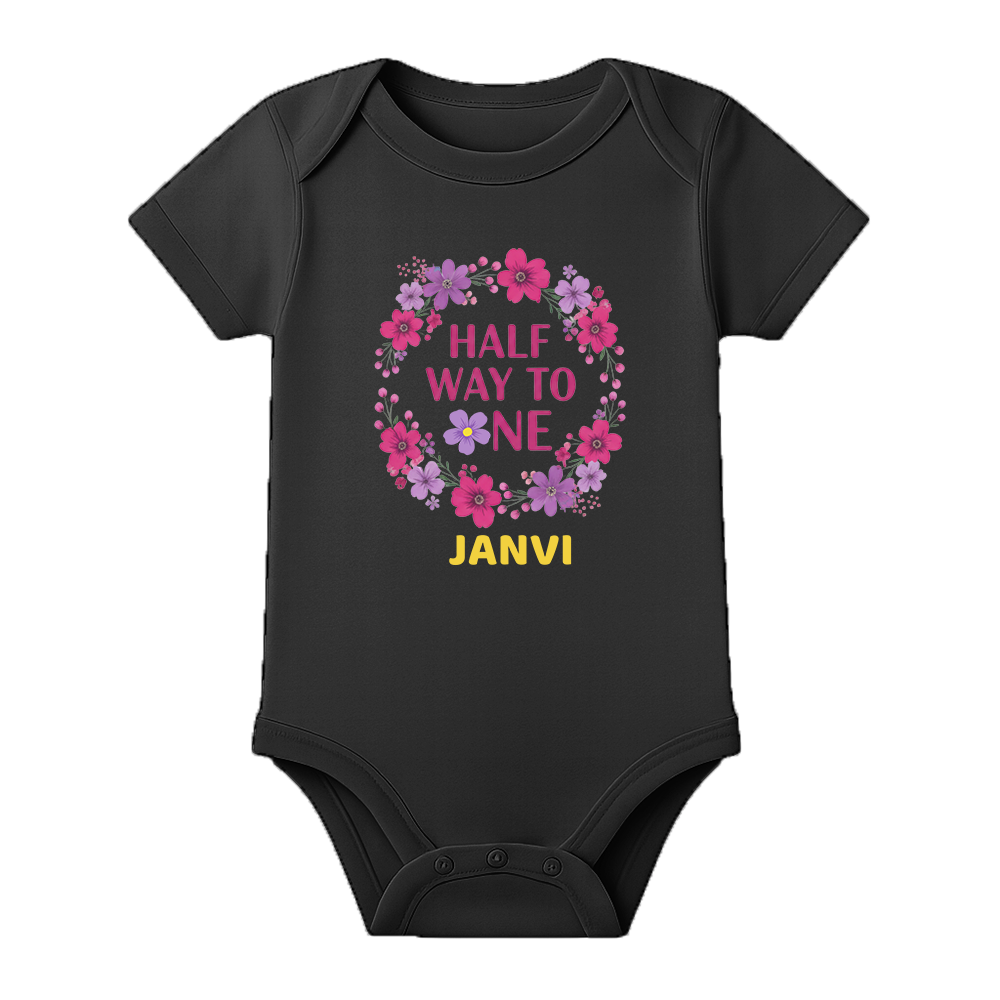 Half Birthday Custom Name Romper Premium Cotton