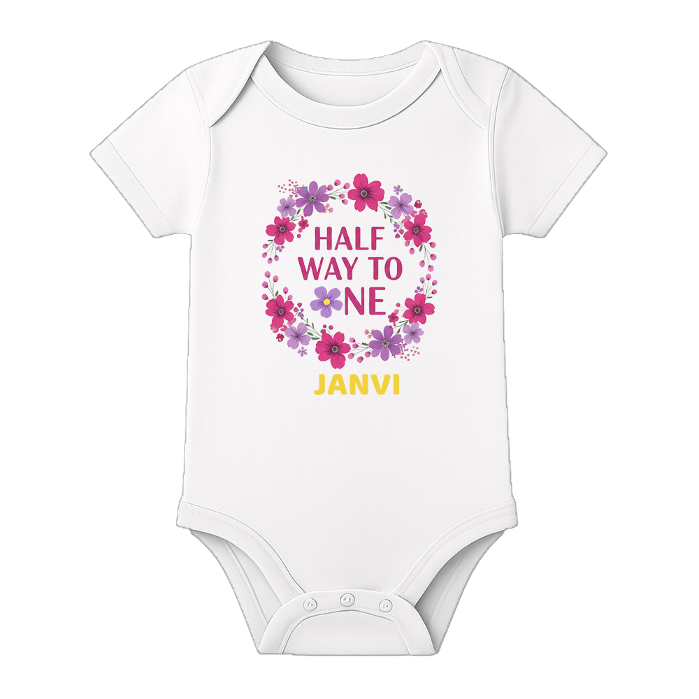 Half Birthday Custom Name Romper Premium Cotton