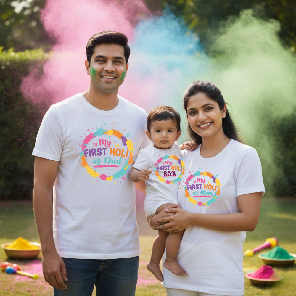 Buy Family Holi T Shirts Online India – Matching Festival Outfit Set