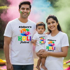 Family Holi Festival T Shirts – Soft Cotton Matching Set for All Ages