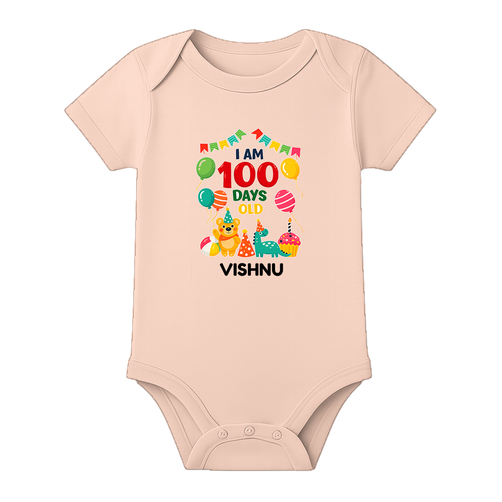 Custom 100 Days Baby Romper with Name Print