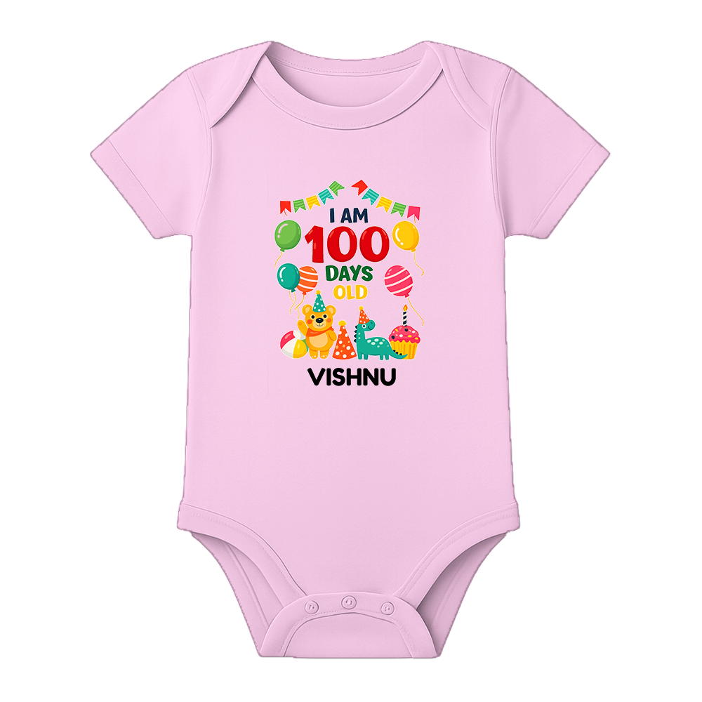 Custom 100 Days Baby Romper with Name Print