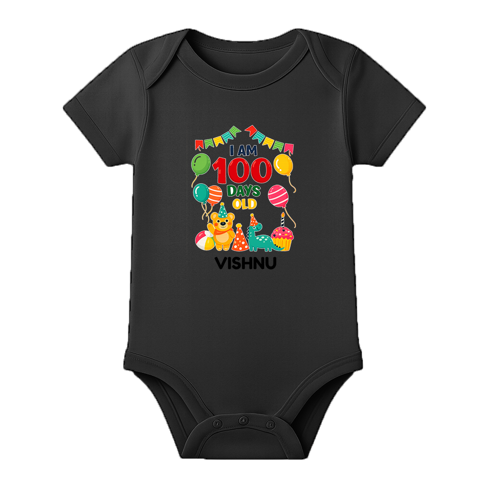 Custom 100 Days Baby Romper with Name Print