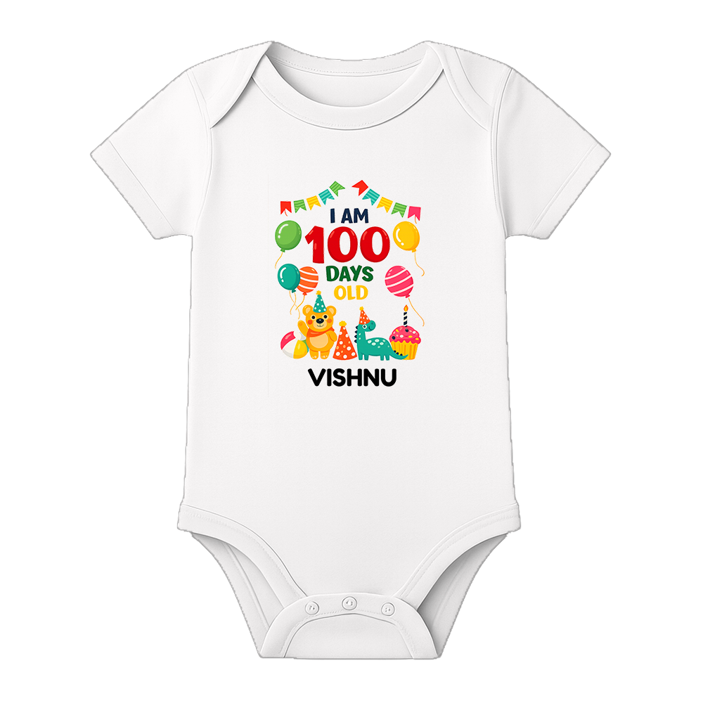 Custom 100 Days Baby Romper with Name Print