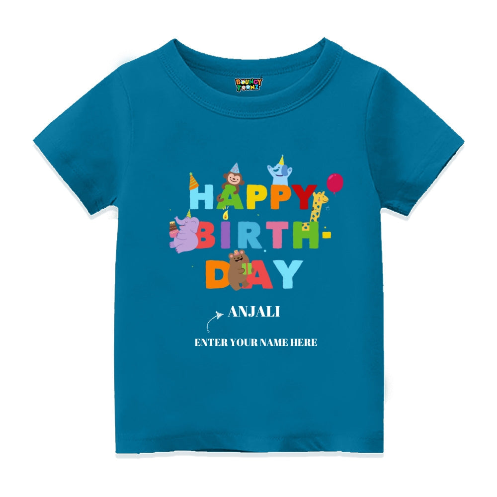 Happy Birthday Jungle Theme Kids Tshirts