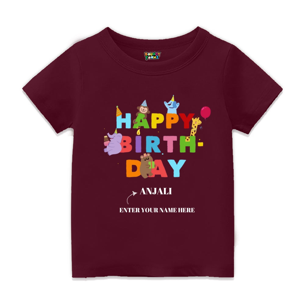 Happy Birthday Jungle Theme Kids Tshirts