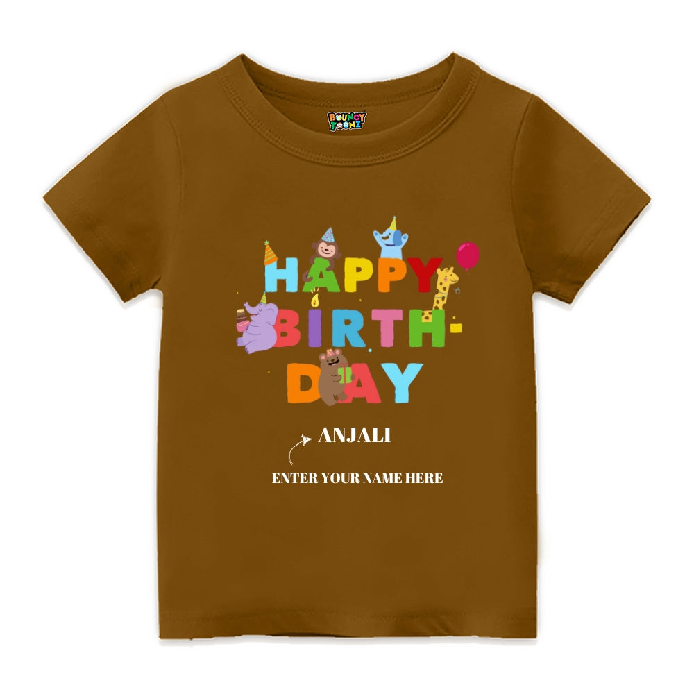 Happy Birthday Jungle Theme Kids Tshirts