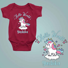 Hello World Custom Name - New Born Baby Onesie