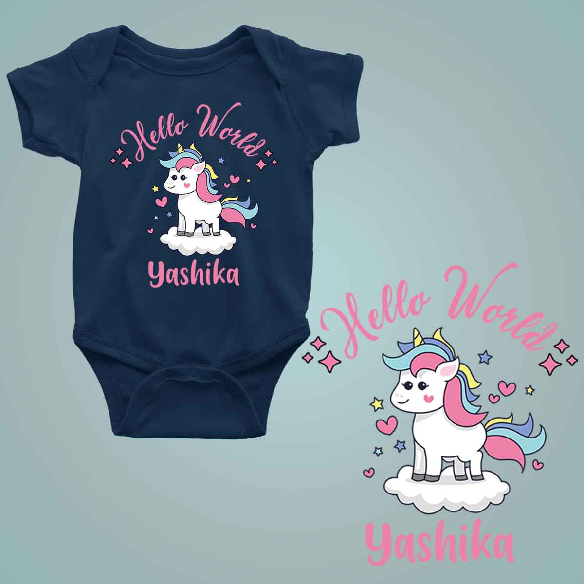 Hello World Custom Name - New Born Baby Onesie