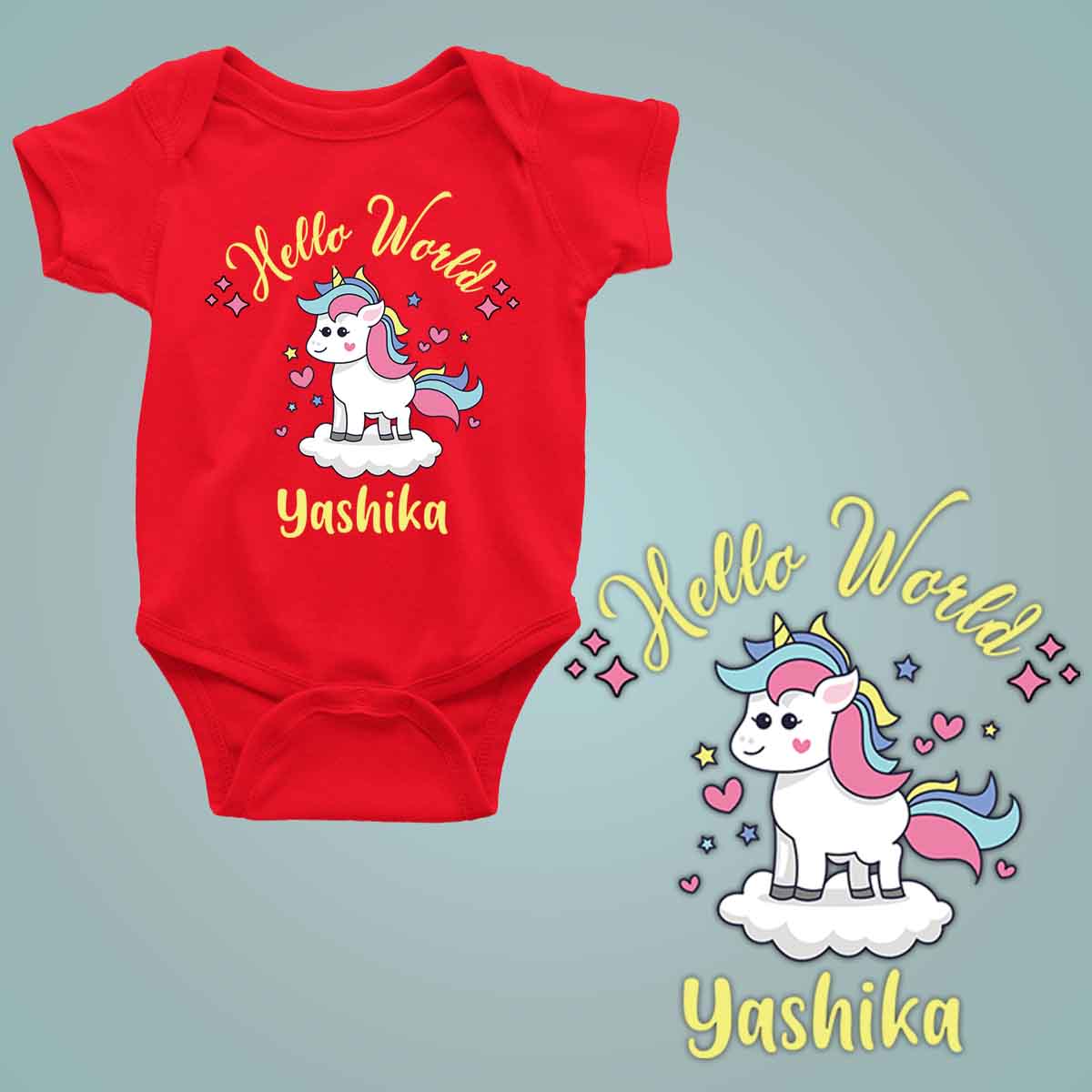 Hello World Custom Name - New Born Baby Onesie