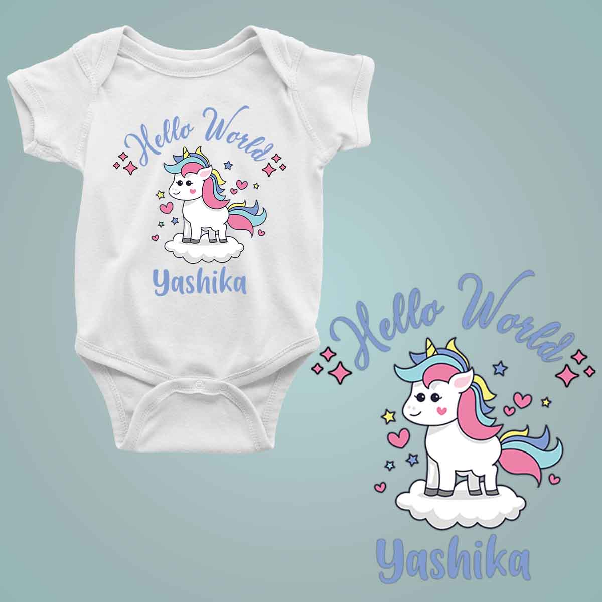 Hello World Custom Name - New Born Baby Onesie