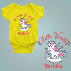 Hello World Custom Name - New Born Baby Onesie