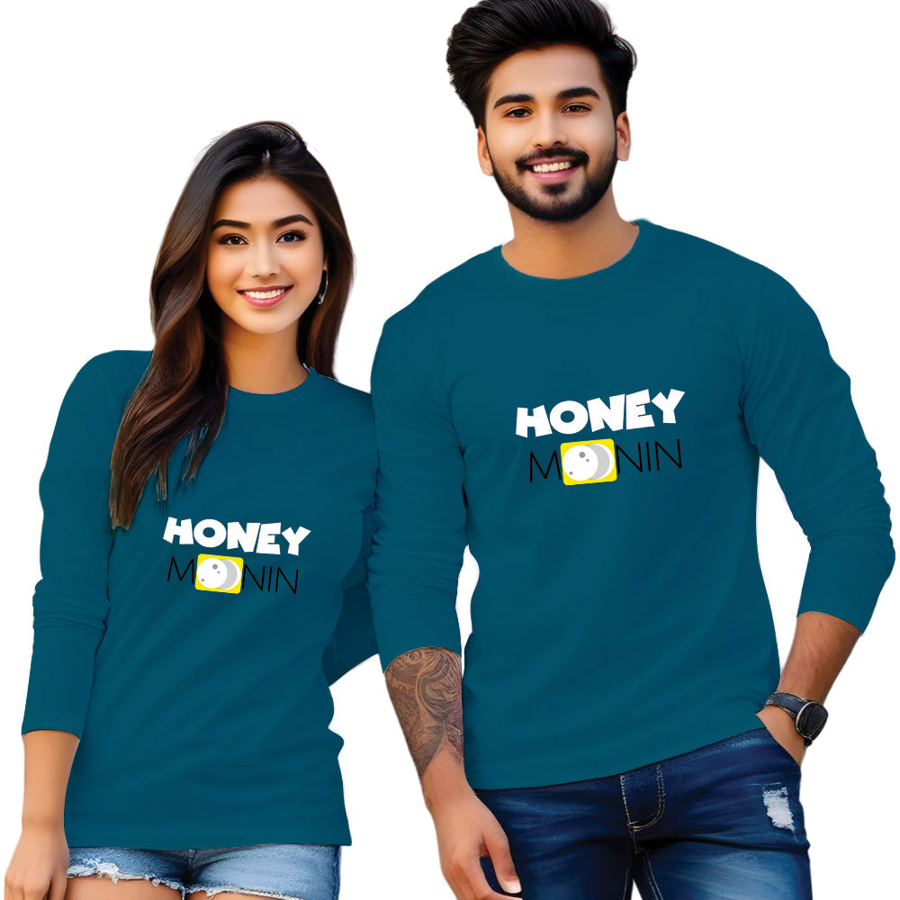 Honey Moon Full Sleeve Couple T Shirt