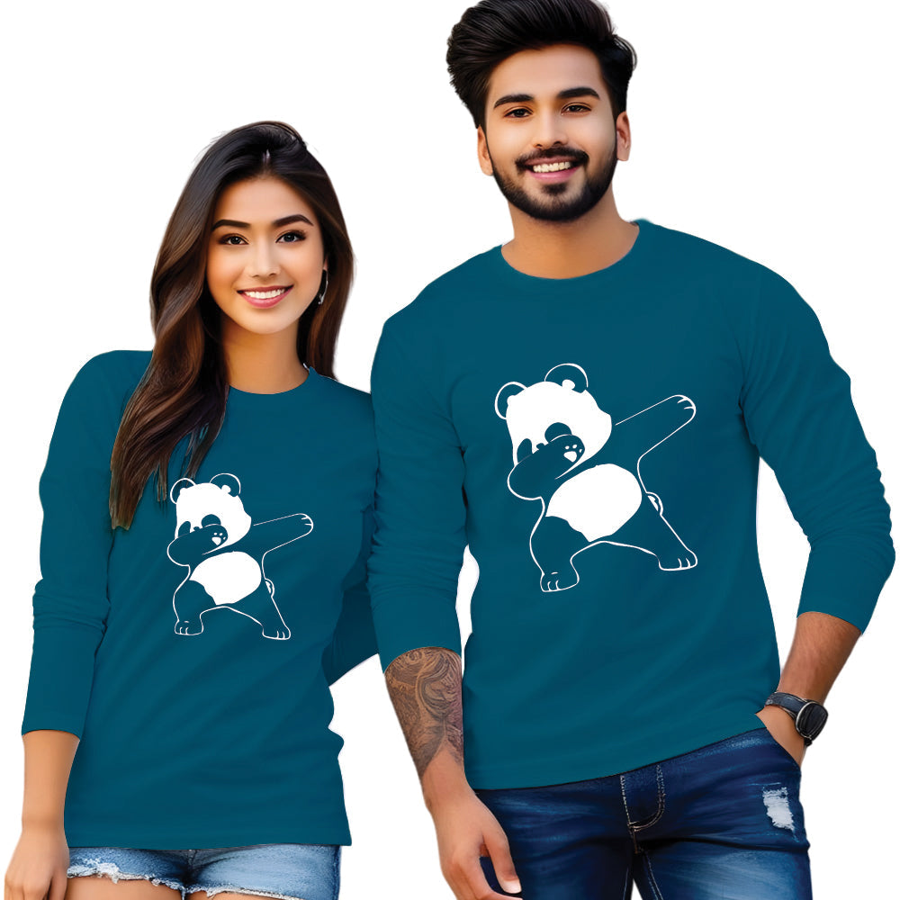 Full sleeve Dapping Panda printed couple T Shirt