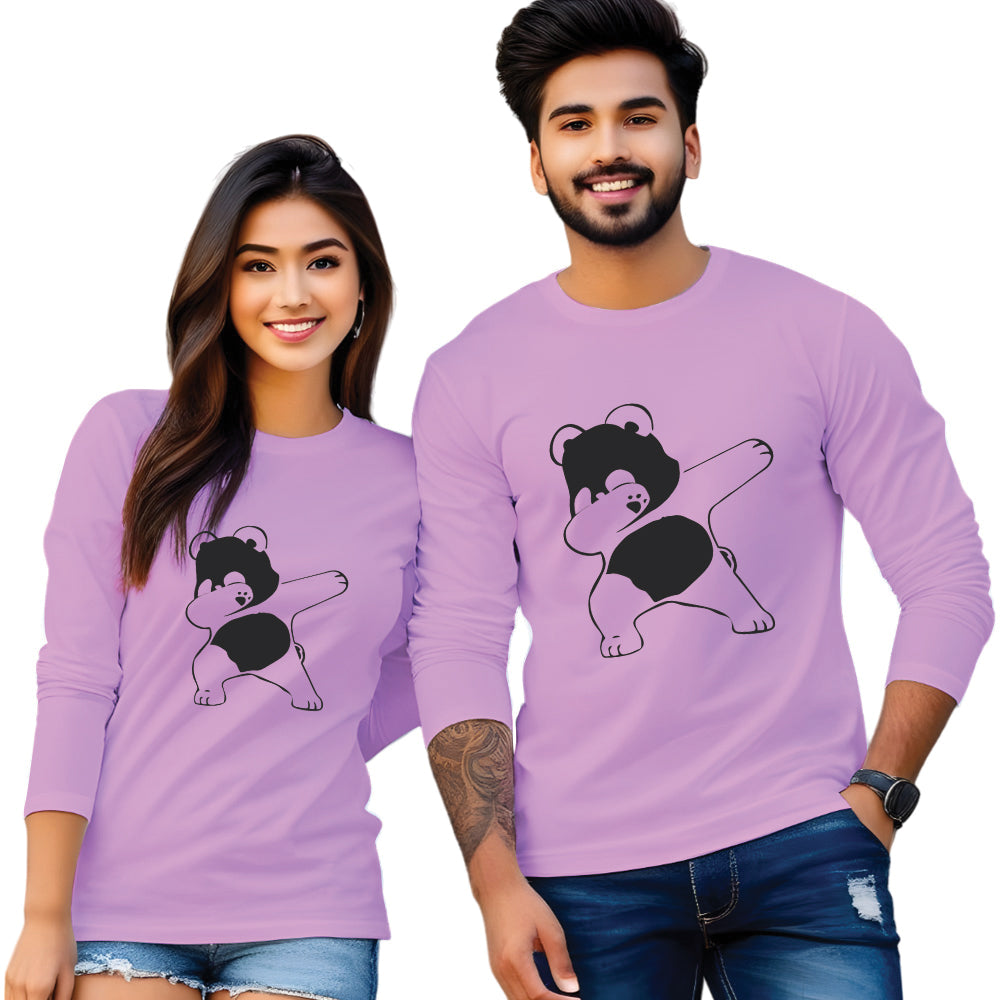 Full sleeve Dapping Panda printed couple T Shirt