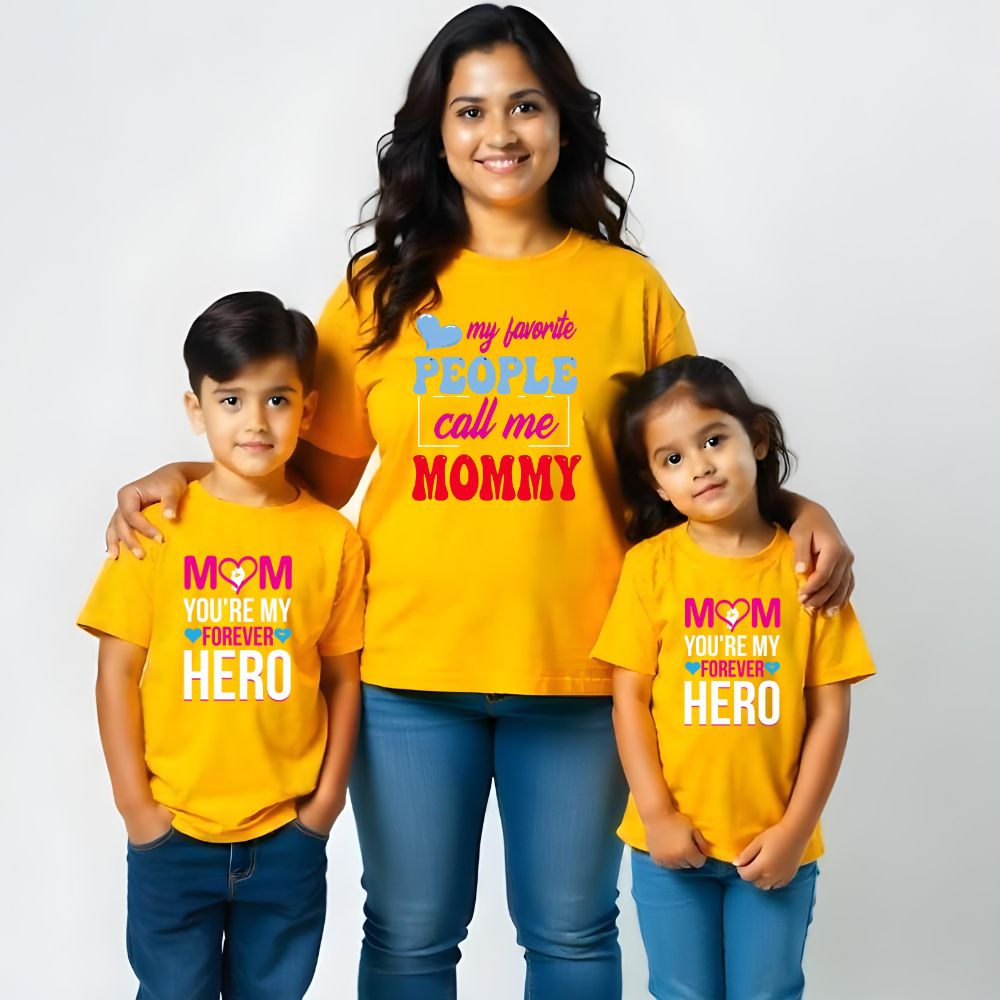 Favourite people call me Mama Mom and Kids Matching Tees