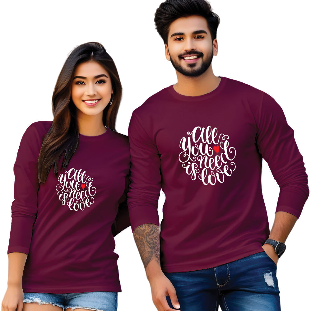 Full sleeve printed couple T Shirt