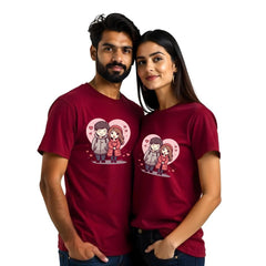 Cute Animated Couple Printed Customisable Couple Tshirts