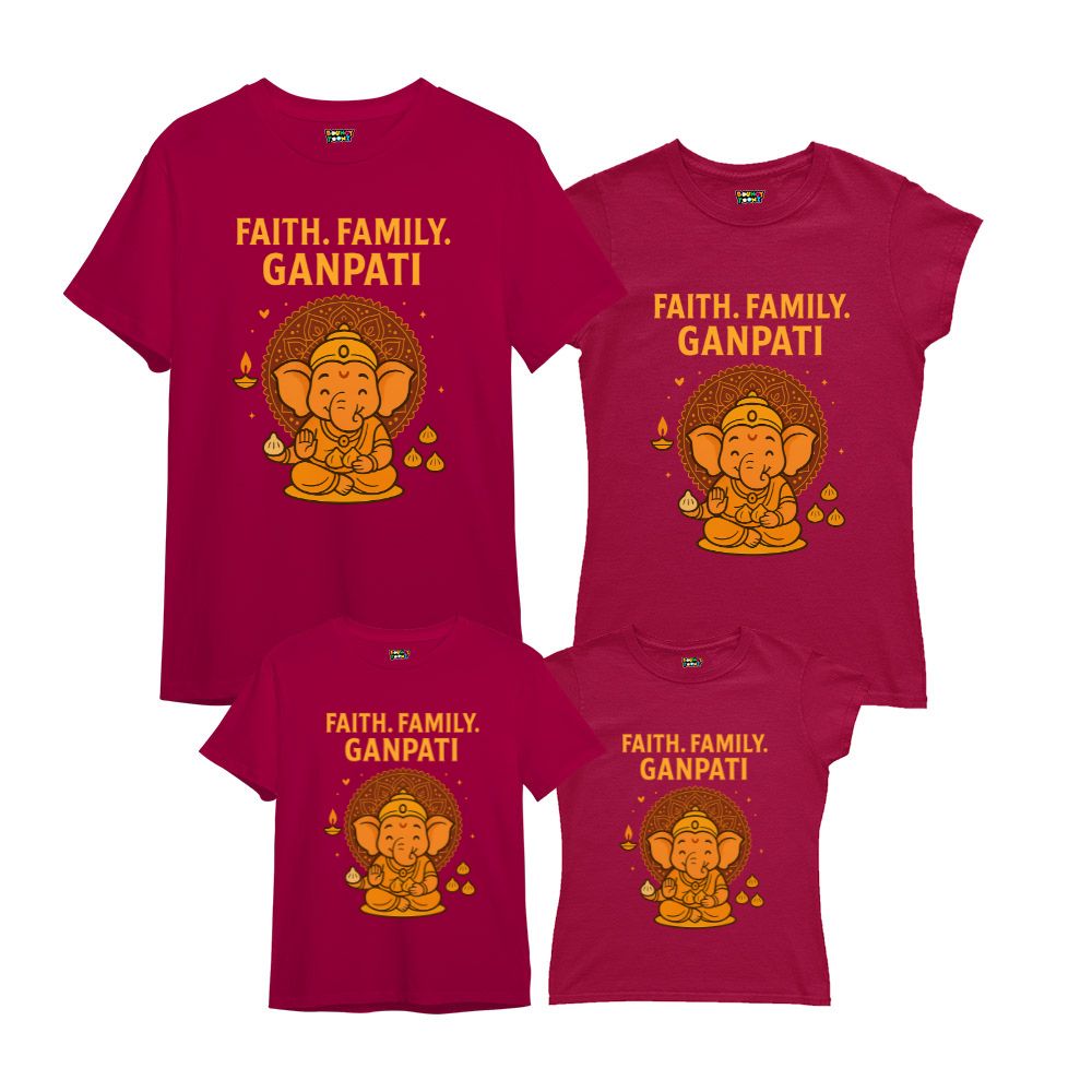 Ganesh Chathurthi Family Twinning Tshirts - Maroon