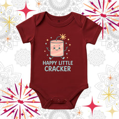 Happy Little Cracker Baby Romper | Cute Diwali Baby Onesie for Festive Celebrations