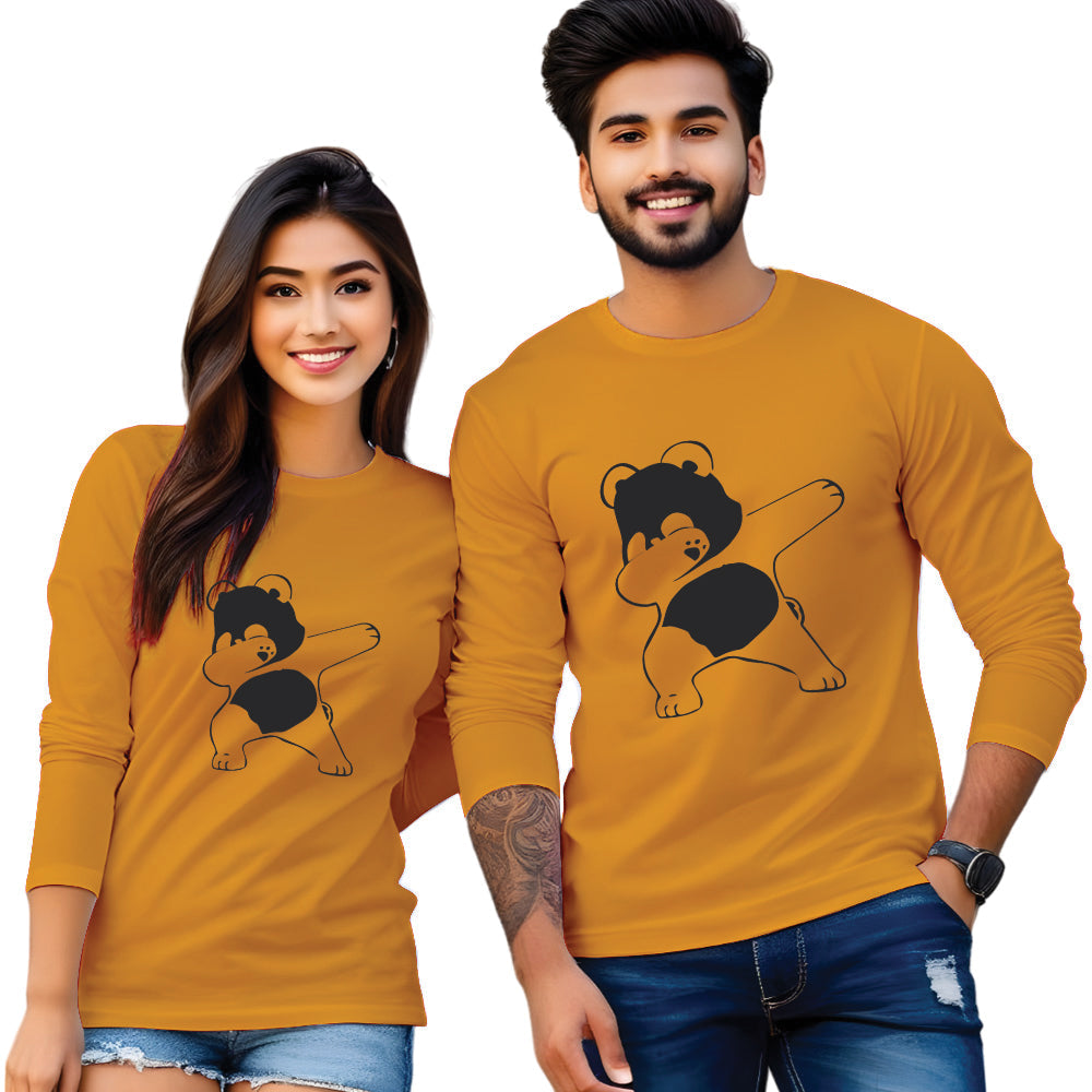 Full sleeve Dapping Panda printed couple T Shirt