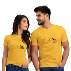 Half Sleeve Printed Custom Located Couple T-shirt