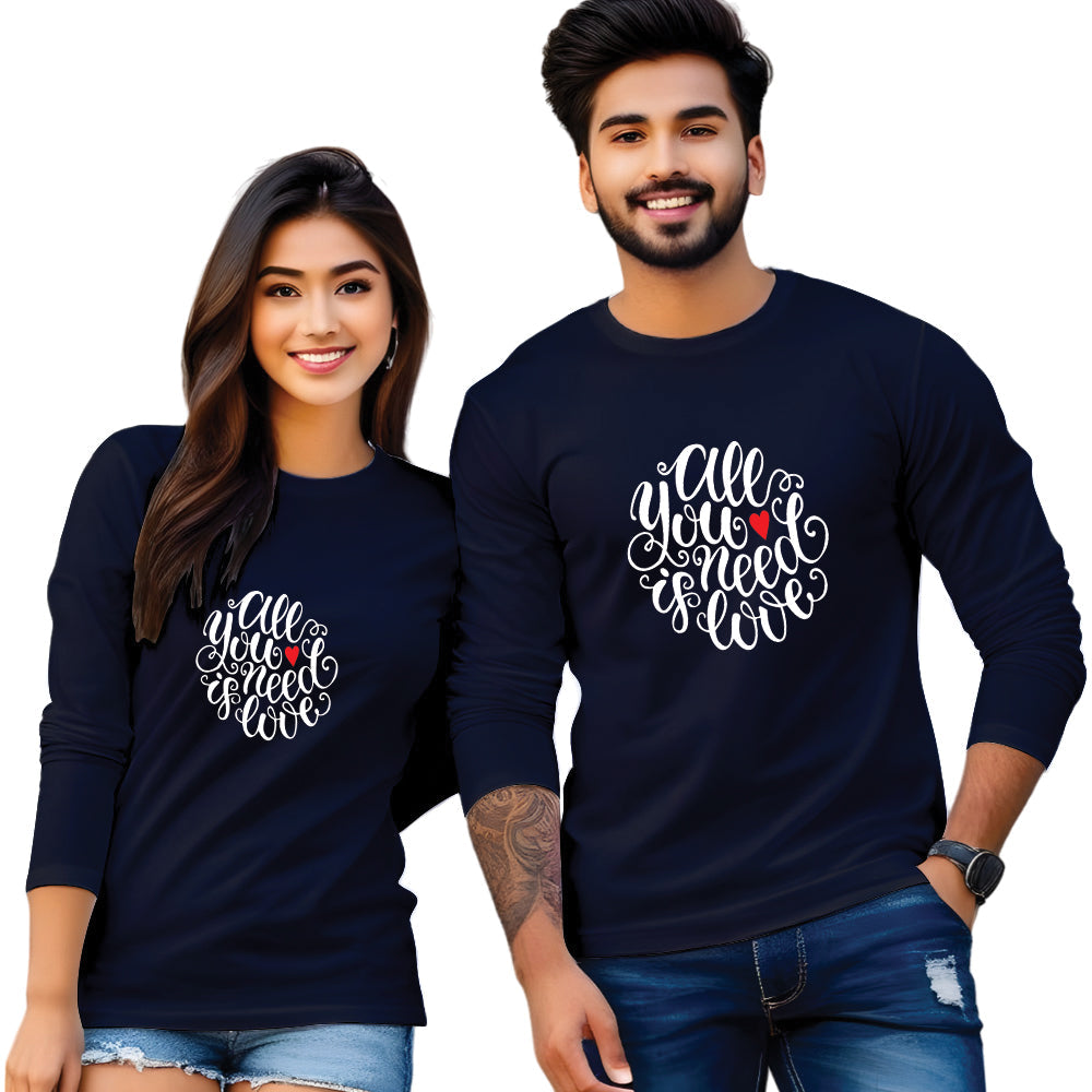 Full sleeve printed couple T Shirt