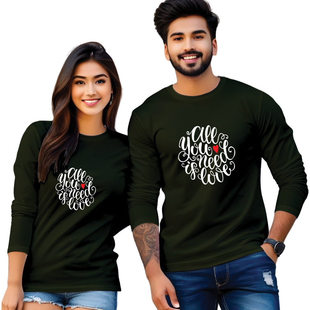 Full sleeve printed couple T Shirt