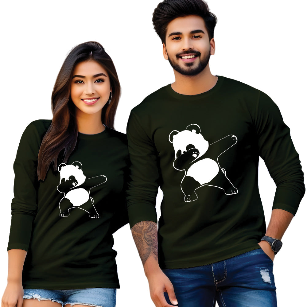 Full sleeve Dapping Panda printed couple T Shirt