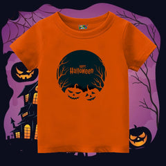 Happy Halloween Night T-Shirt | Kids Spooky Jack-o'-Lantern Moon Graphic Tee