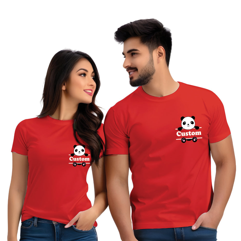 Half sleeve Panda printed couple T Shirt