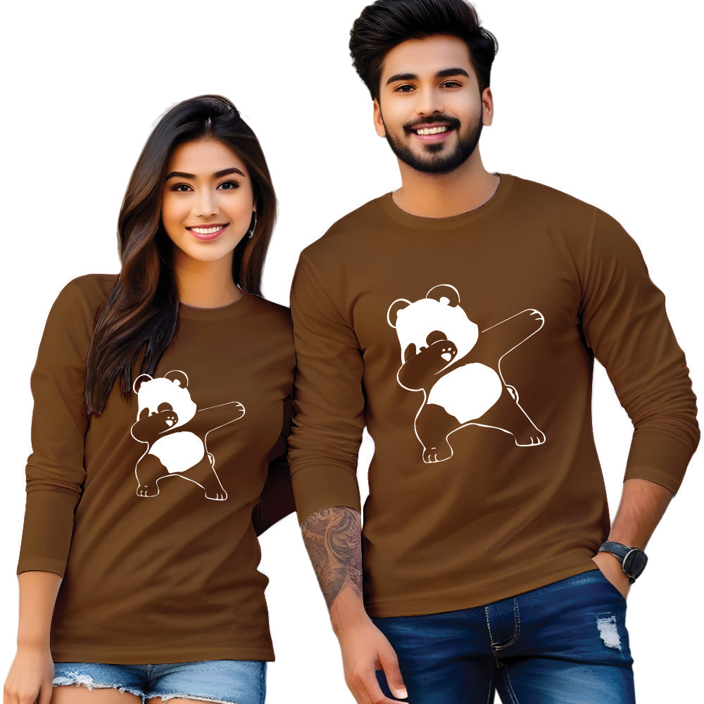 Full sleeve Dapping Panda printed couple T Shirt
