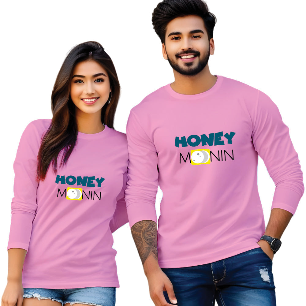 Honey Moon Full Sleeve Couple T Shirt