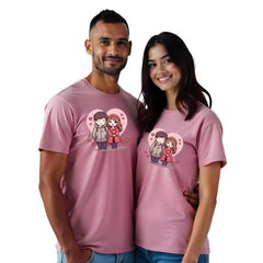 Cute Animated Couple Printed Customisable Couple Tshirts