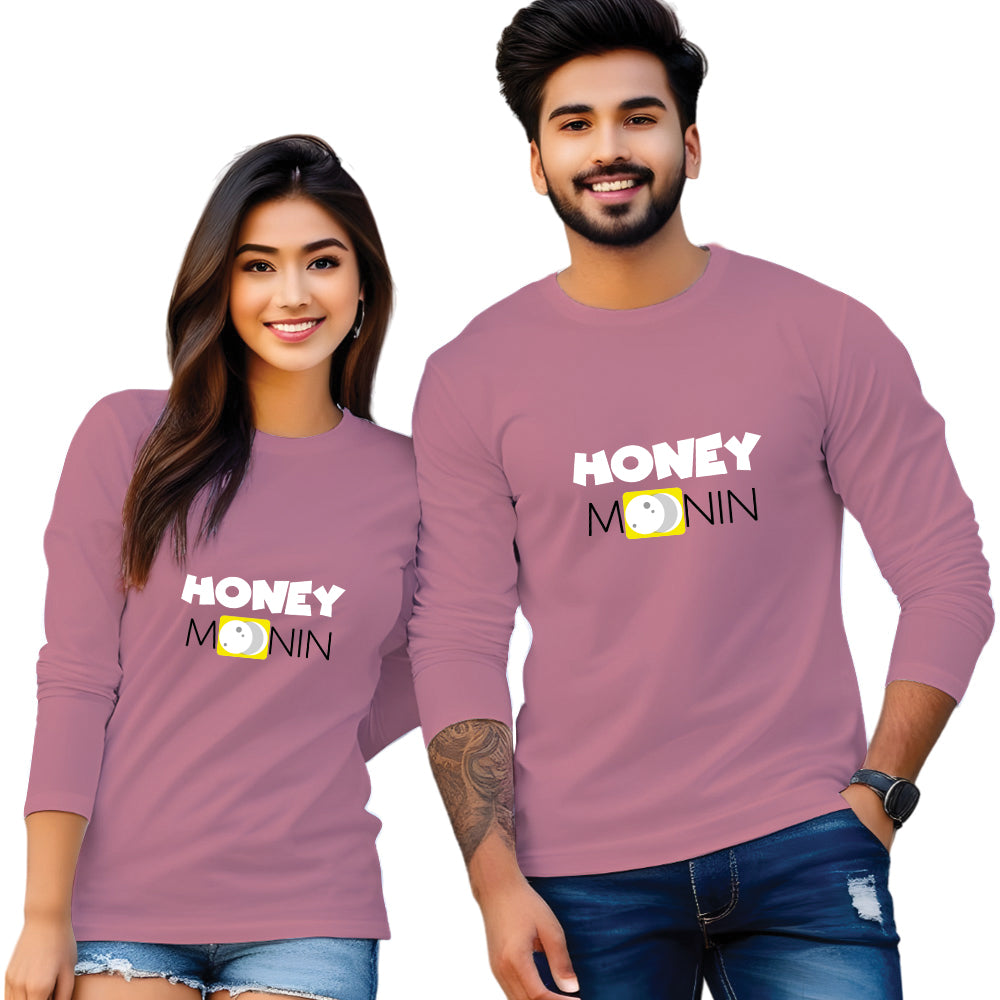 Honey Moon Full Sleeve Couple T Shirt