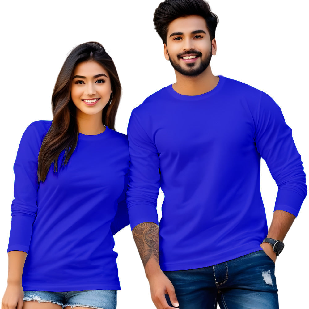 Full Sleeve Couple T Shirt- Royal Blue