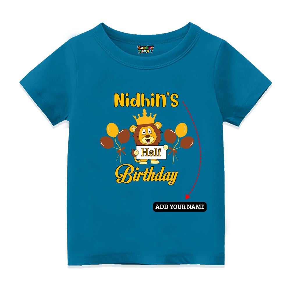 Half Birthday Print Kids T-Shirt - Indigo Blue