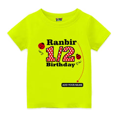 Half Birthday Print Kids T-Shirt - Neon Green