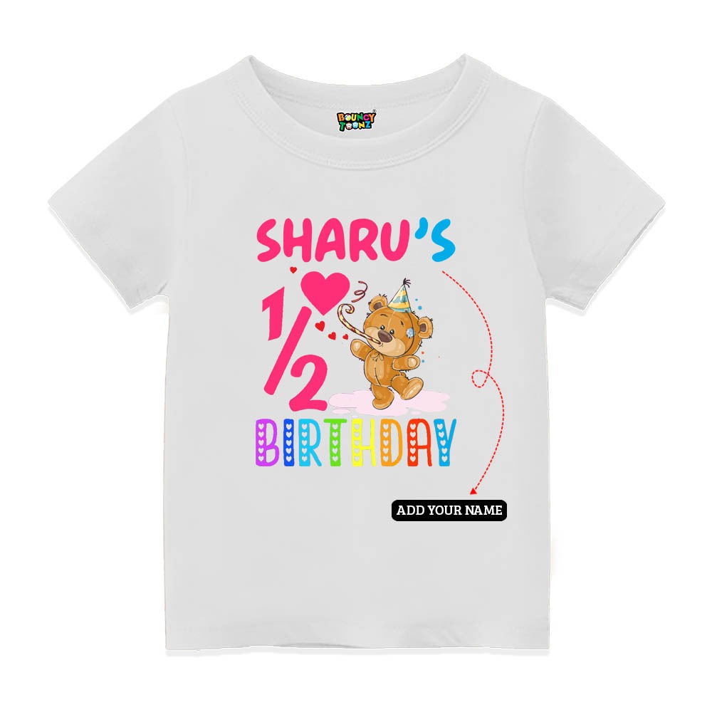 Half Birthday Print Kids T-Shirt - White