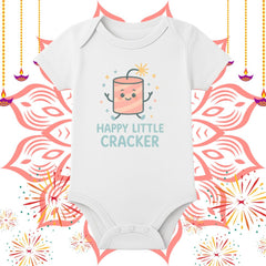 Happy Little Cracker Baby Romper | Cute Diwali Baby Onesie for Festive Celebrations