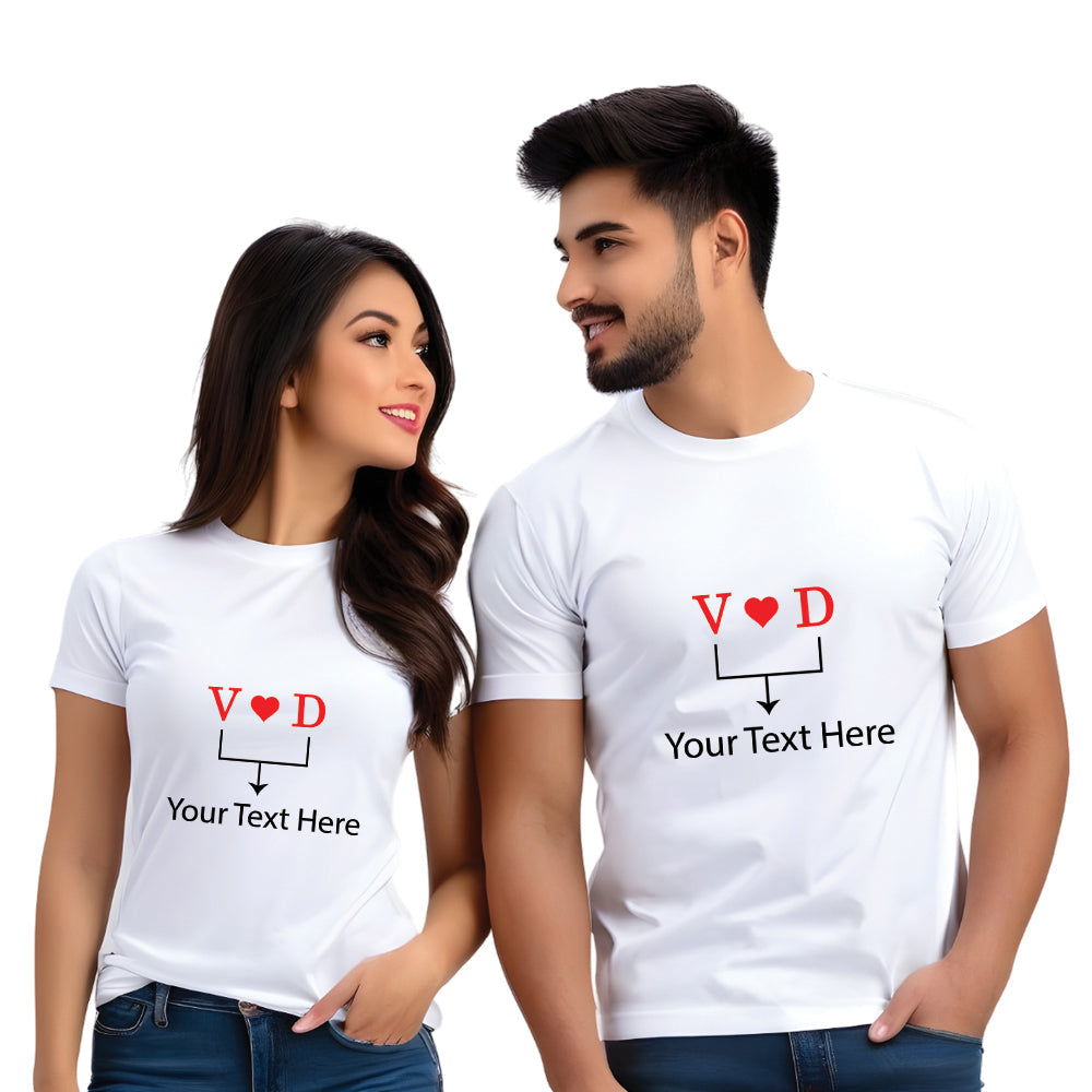 Half Sleeve Couples  Name Printed  T Shirt