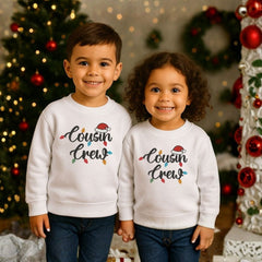Cousin Crew Kids Christmas Sweatshirt – Festive Holiday Lights Design