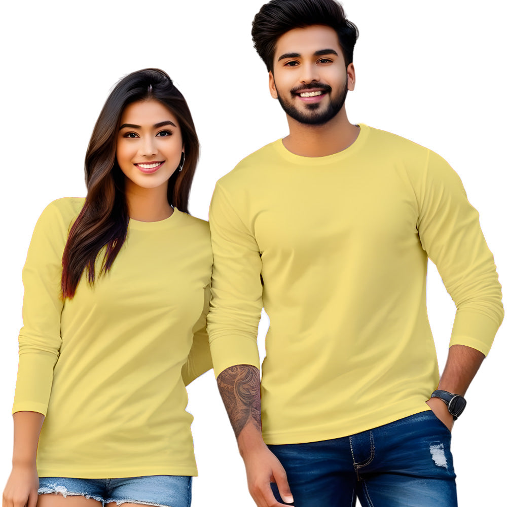 Full Sleeve Couple T Shirt- Yellow