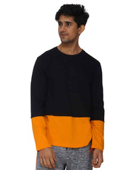 Color Block Long Sleeve Crew Neck Tee