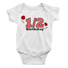 Half Birthday Beetle design Onesie or T Shirt Unisex kids