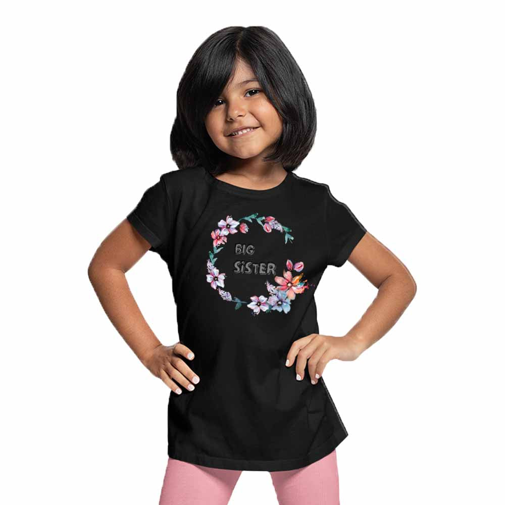 Big Sister with Flower Design T-Shirt