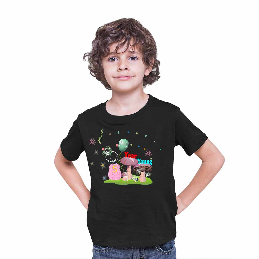 5th Birthday Mushroom Theme Kids T-shirt